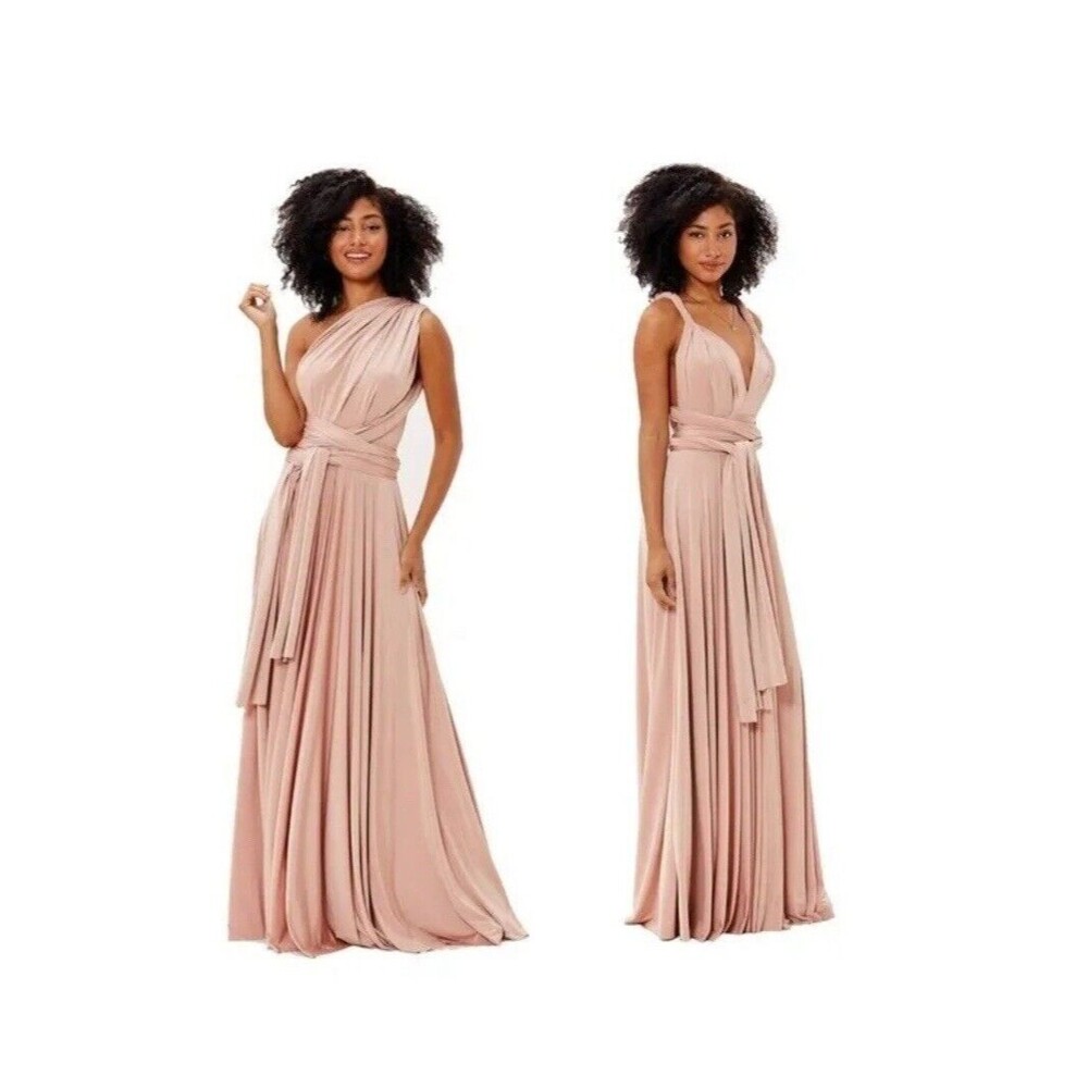 TWOBIRDS Ballgown Size 0-12 US Rosewood Blush Convertible Bridesmaid Maxi Dress
